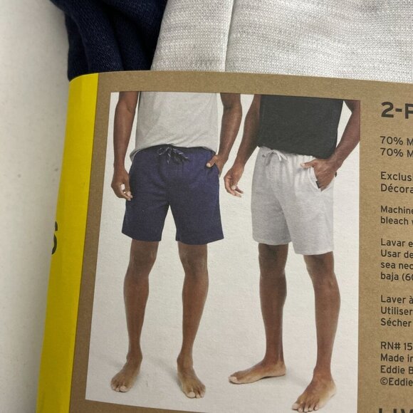 NEW Eddie Bauer Mens S Lounge Shorts 2-Pack Modal/Polyester Blend Navy & Gray - Picture 4 of 7